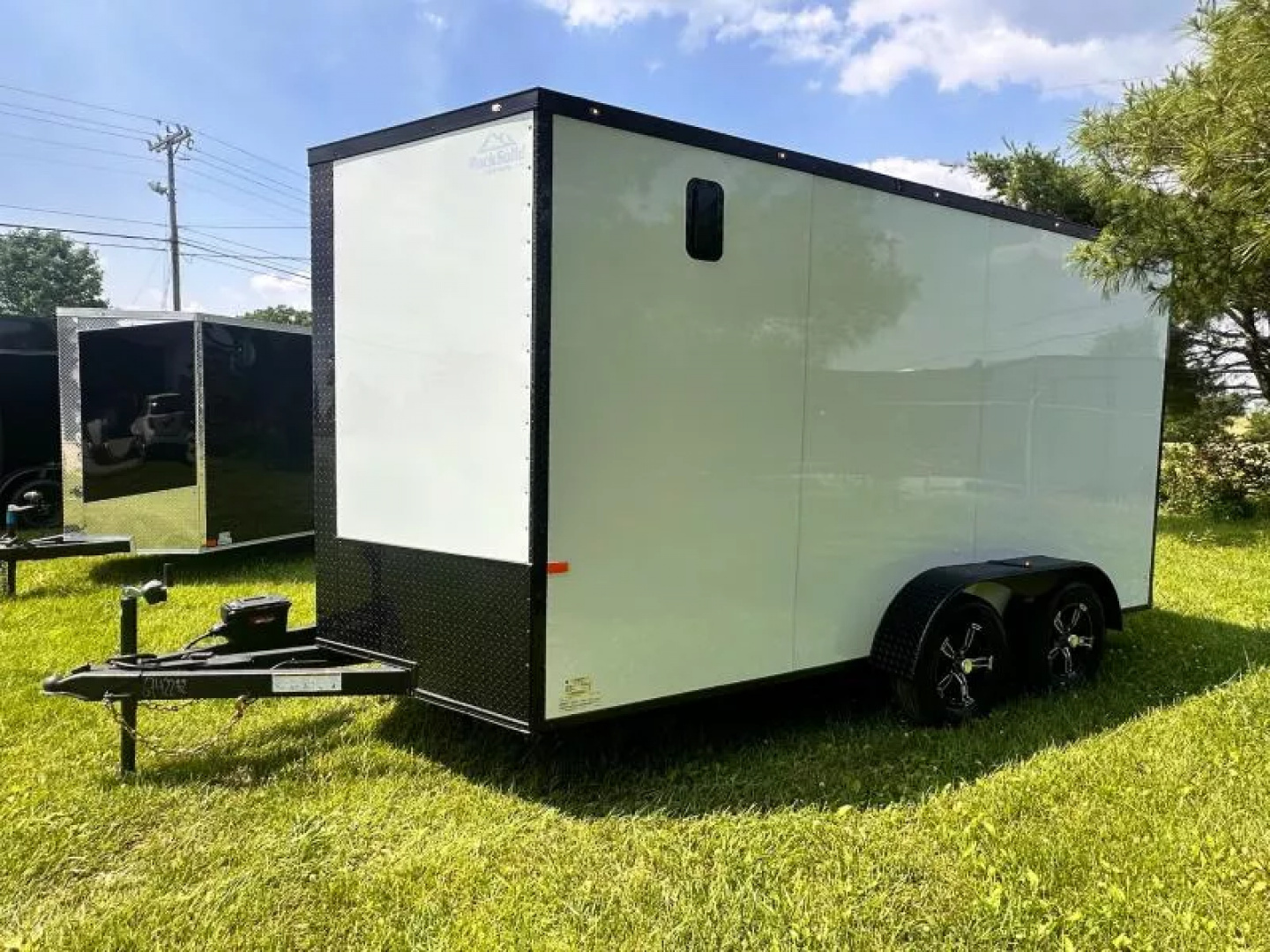 New 2025 Rock Solid Cargo 7X14-Enclosed Trailer- 3500LB Tandem Axle-White Poly-Blackout