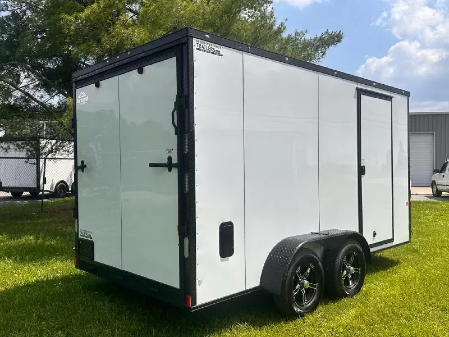 New 2025 Rock Solid Cargo 7X14-Enclosed Trailer- 3500LB Tandem Axle-White Poly-Blackout