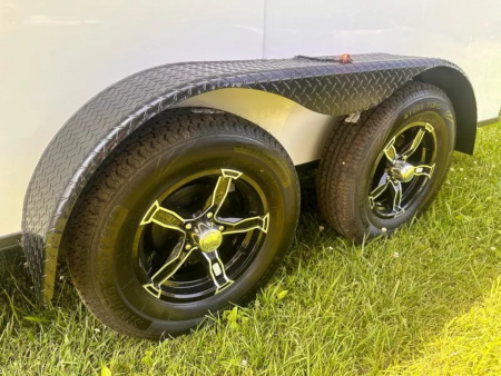 New 2025 Rock Solid Cargo 7X14-Enclosed Trailer- 3500LB Tandem Axle-White Poly-Blackout