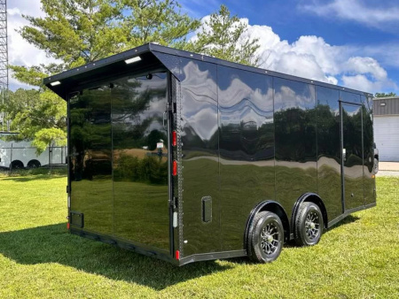 New 2026 Rock Solid 8.5x18 Car Hauler -5200LB Torsion Axle-Black Poly-Blackout-Enclosed Car Hauler