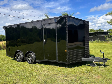 New 2026 Rock Solid 8.5x18 Car Hauler -5200LB Torsion Axle-Blackout