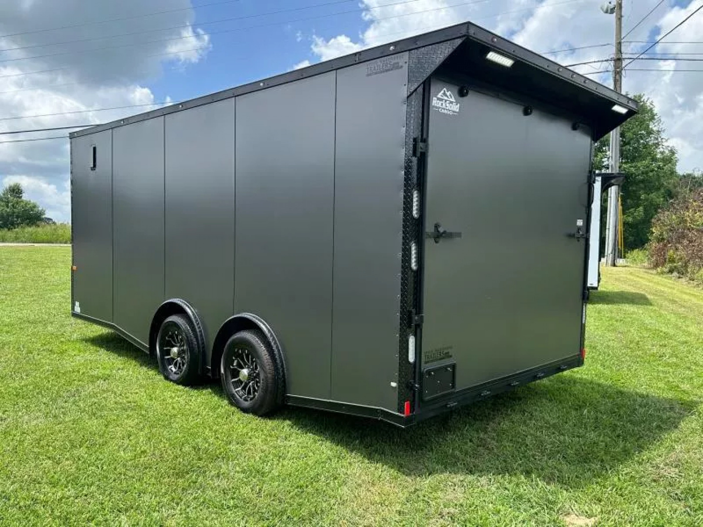 New 2026 Rock Solid 8.5x18 -Car Hauler-5200LB Torsion Axle-Charcoal Poly- Blackout-Enclosed Car Hauler