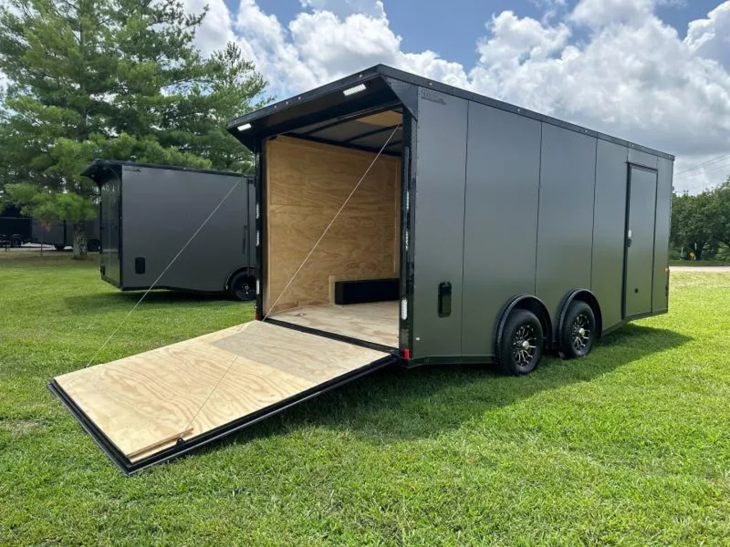 New 2026 Rock Solid 8.5x18 -Car Hauler-5200LB Torsion Axle-Charcoal Poly- Blackout-Enclosed Car Hauler