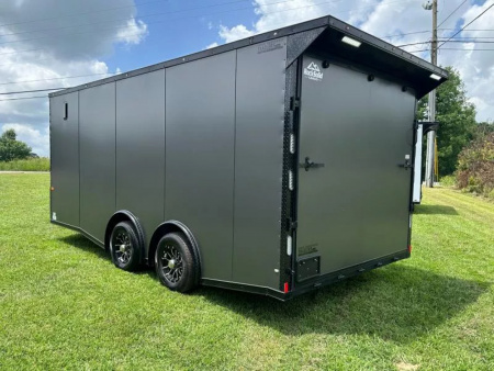 New 2026 Rock Solid 8.5x18 -Car Hauler-5200LB Torsion Axle-Charcoal Poly- Blackout-Enclosed Car Hauler