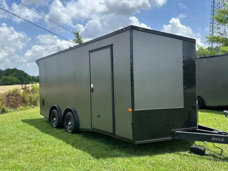 New 2026 Rock Solid 8.5x18 -Car Hauler-5200LB Torsion Axle-Charcoal Poly- Blackout-Enclosed Car Hauler