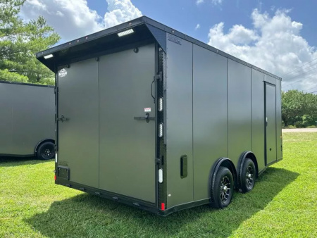 New 2026 Rock Solid 8.5x18 -Car Hauler-5200LB Torsion Axle-Charcoal Poly- Blackout-Enclosed Car Hauler
