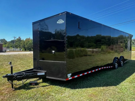 New 2026 Rock Solid 8.5x28-Finished Interior-7000LB Split Torsion Axles-Black Poly-Blackout- Car / Racing Trailer