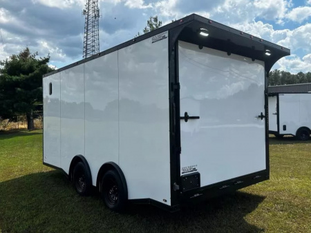New 2026 Luxe 8.5x16 Car Hauler-5200 Torsion- White poly- Blackout- Enclosed Trailer