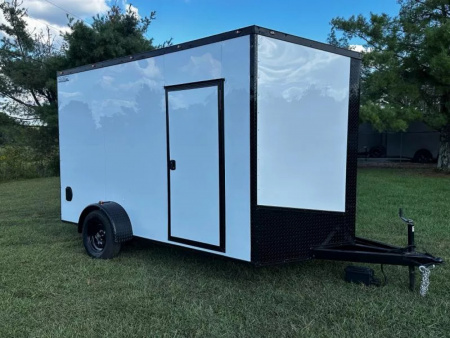 New 2026 Luxe 7X12 Enclosed Trailer-3500LB Single Axle-7'ft Interior-White Poly-Blackout