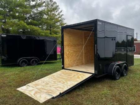 New 2026 Luxe 7X14 Enclosed Trailer-3500LB Tandem Axle-Black Poly-Blackout