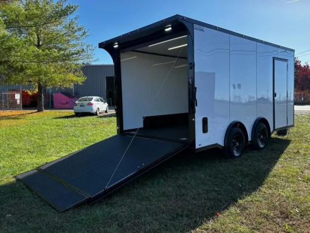 New 2026 Luxe 8.5x16 Race Trailer-Finsihed Interior-5200LB Torsion Axle - White Poly-Blackout- Car/Race Trailer