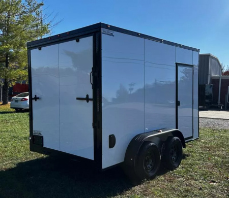 New 2026 Luxe 7X12 Enclosed Trailer-3500LB Tandem Axle -7'ft Interior-White Poly-Blackout