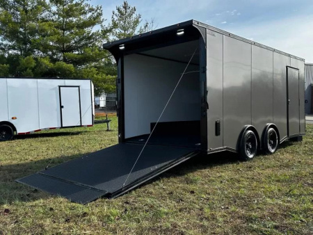 New 2026 Luxe 8.5X18 Race Trailer- Finished Interior-5200LB Torsion Axles-Charcoal Poly-Blackout-Car/Race Trailer