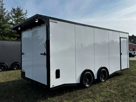New 2026 Luxe 8.5x20 Car Hauler 5200LB Torsion Axles-White Poly-Blackout-Enclosed Car Hauler