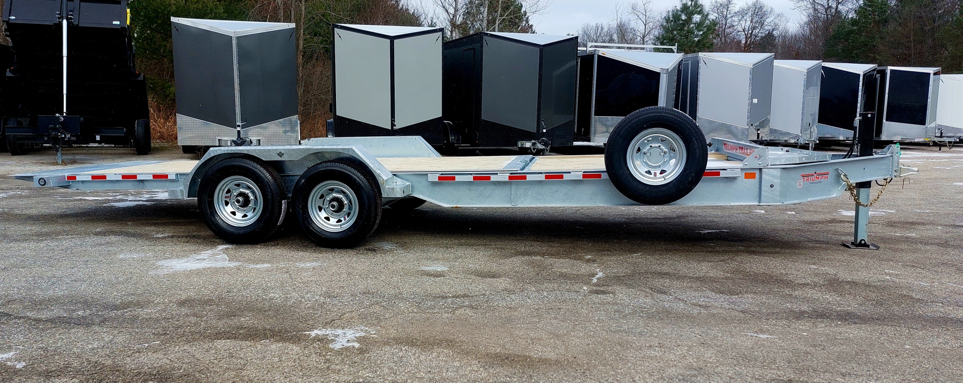 New 82X16 GALVANIZED GRAVITY TILT 7 K AXLES POWER JACKS ALSO AVAILABLE W/OUT POWER JACKS 2026 TRUMPH