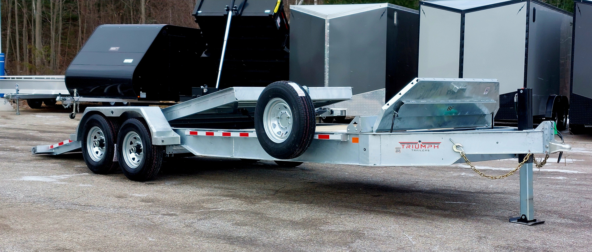 New 82X16 GALVANIZED GRAVITY TILT 7 K AXLES POWER JACKS ALSO AVAILABLE W/OUT POWER JACKS 2026 TRUMPH