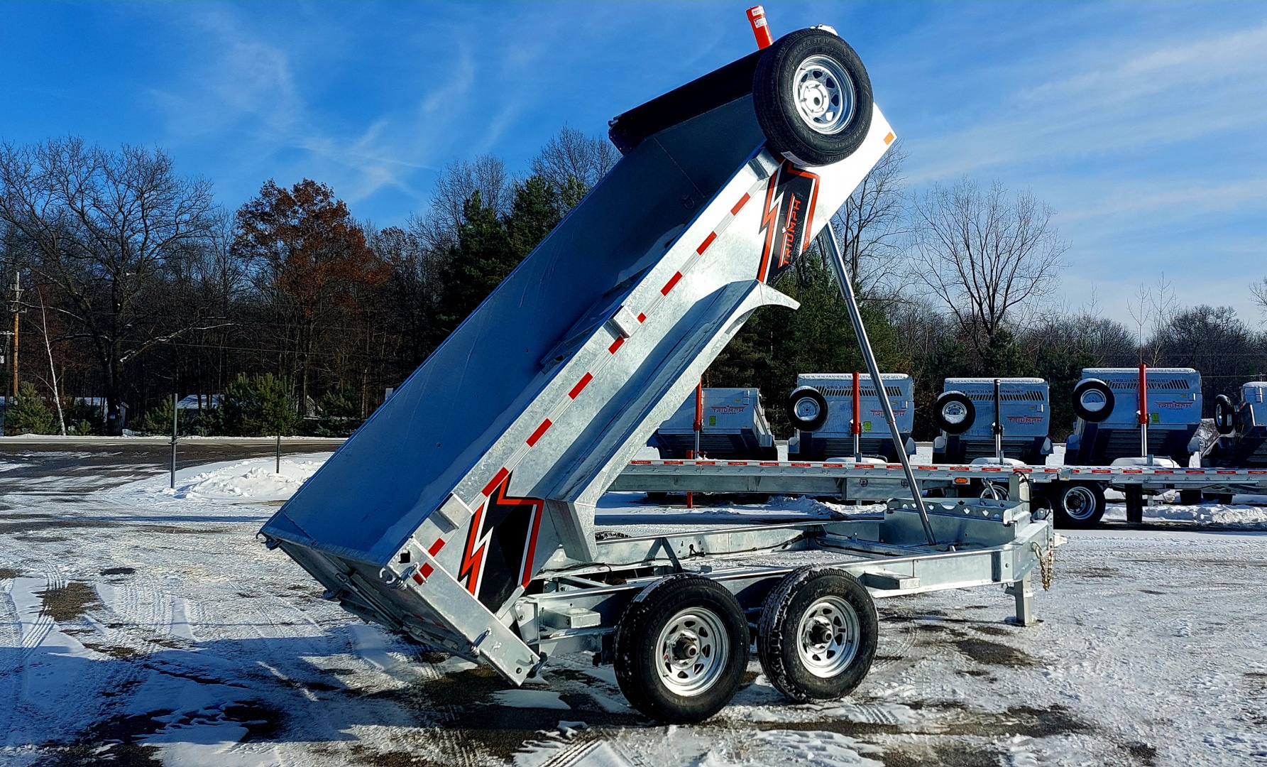 New 82" X 12' GALVANIZED DUMP 2026 TRIUMPH 5200# AXLES INCLUDES SPARE TIRE