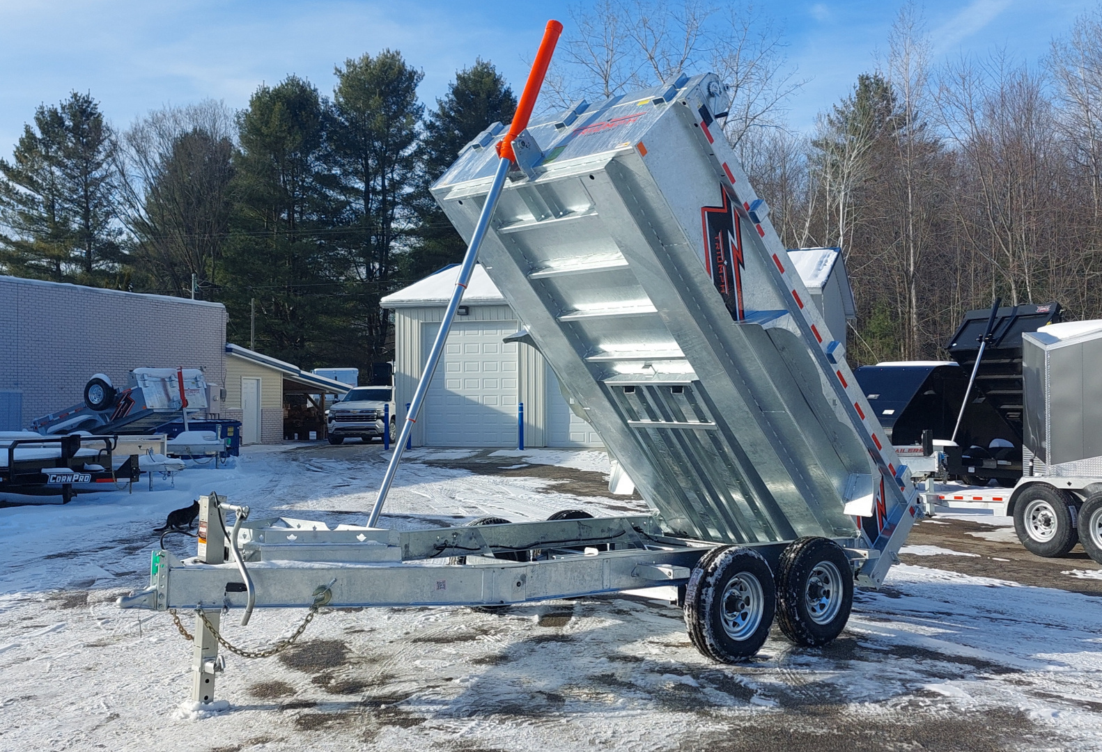 New 82" X 12' GALVANIZED DUMP 2026 TRIUMPH 5200# AXLES INCLUDES SPARE TIRE