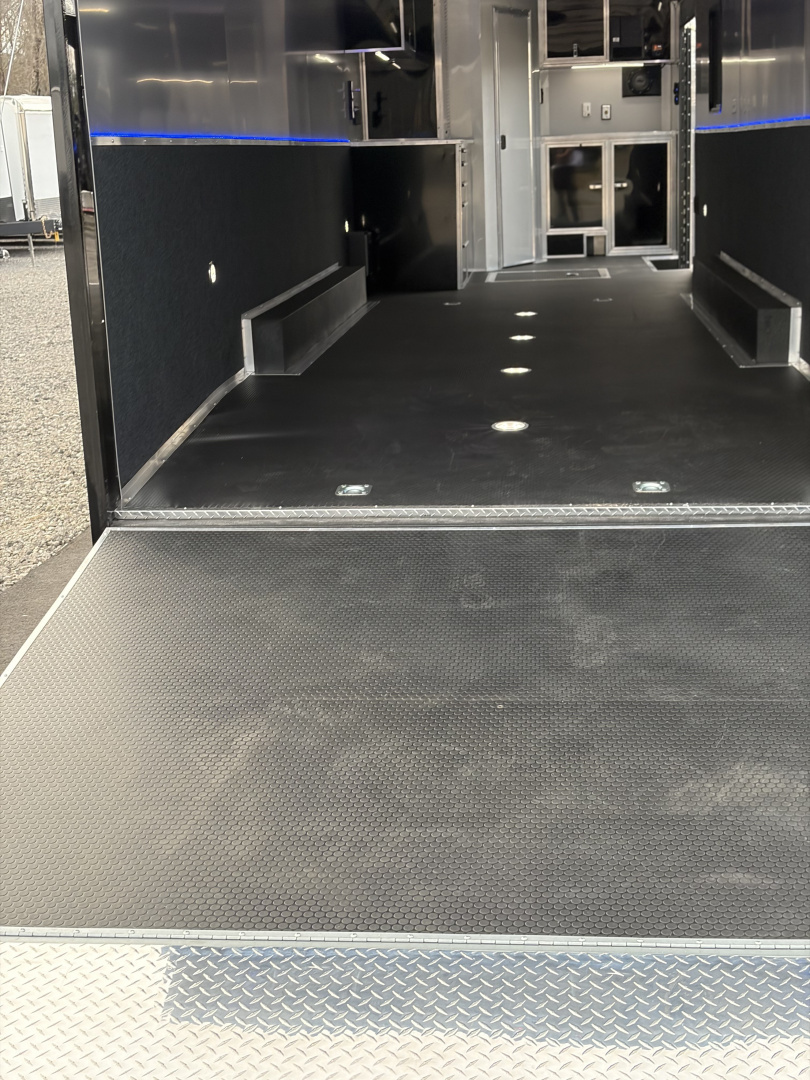 New 2026 Haulmark 34 Bathroom Race Trailer, Air Prep PKG, Awning, Polycor, Insulated, Window, 54" ALX Slide Out Step, A/C + Heat