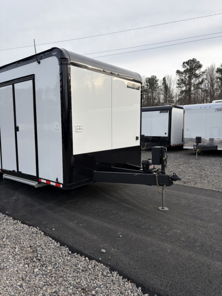 New 2026 Haulmark 34 Bathroom Race Trailer, Air Prep PKG, Awning, Polycor, Insulated, Window, 54" ALX Slide Out Step, A/C + Heat