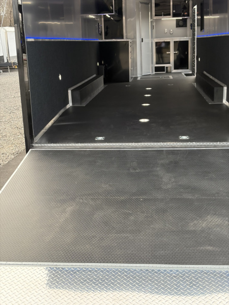 New 2026 Haulmark 34 Bathroom Race Trailer, Air Prep PKG, Awning, Polycor, Insulated, Window, 54" ALX Slide Out Step, A/C + Heat