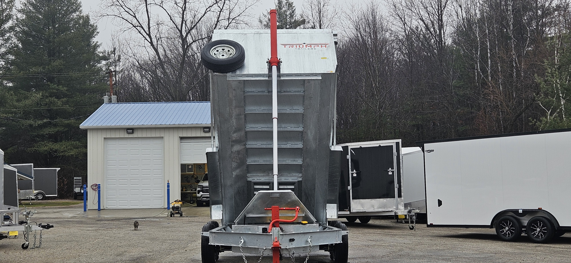 New 82" X 14' GALVANIZED DUMP 7 K AXLES 58" SIDES W/ WOOD RAMP & TARP INCLUDED 2026 TRIUMPH