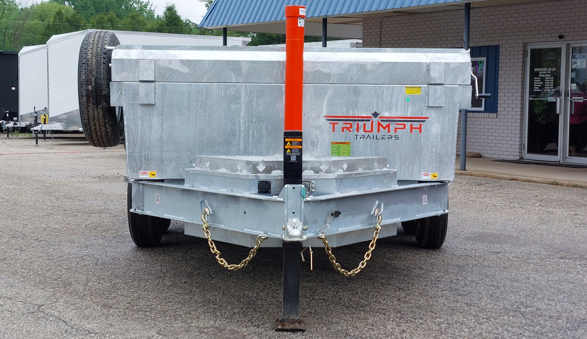 New 82" X 14' GALVANIZED DUMP 7 K AXLES 58" SIDES W/ WOOD RAMP & TARP INCLUDED 2026 TRIUMPH