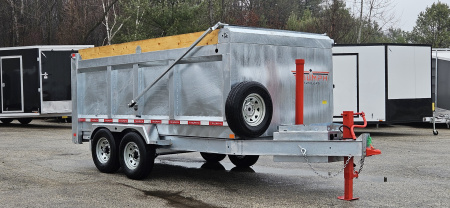 New 82" X 14' GALVANIZED DUMP 7 K AXLES 58" SIDES W/ WOOD RAMP & TARP INCLUDED 2026 TRIUMPH
