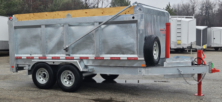 New 82" X 14' GALVANIZED DUMP 7 K AXLES 58" SIDES W/ WOOD RAMP & TARP INCLUDED 2026 TRIUMPH