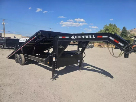 New 2026 Iron Bull 102 x24' 14K Gooseneck Deckover Tilt Trailer