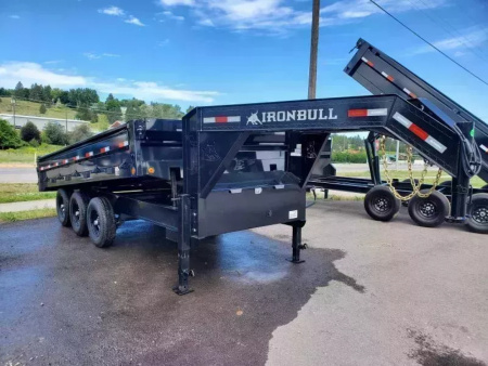 New 2026 Iron Bull 96"x16' 21k Deckover Gooseneck Dump Trailer