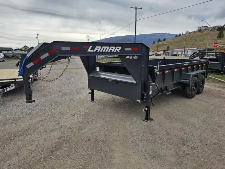 New 2026 Lamar 7x16 14k Gooseneck Dump Trailer