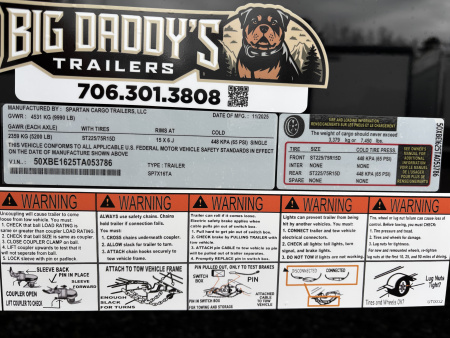 New 2026 Spartan 7X16 Enclosed Trailer, 10K GVWR, 7'6" Interior, Preferred Package Pro Series, PolyCor, StableDeck, Race Wing, Lighting