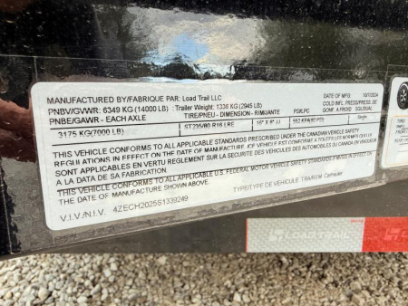 New 2025 LOAD TRAIL 7X20 EQUIPMENT 14K