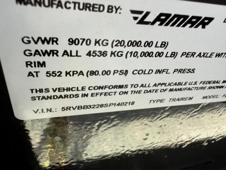 New 2025 Lamar 102X32 EQUIPMENT TRAILER/PINTLE HITCH 20K GVWR