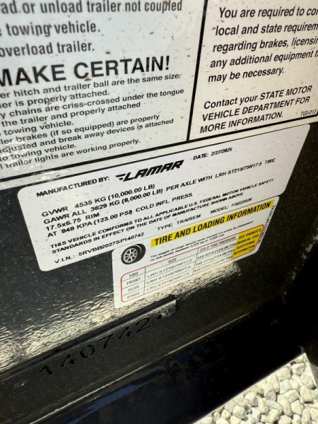 New 2025 Lamar 102X20 EQUIPMENT TRAILER 16K GVWR