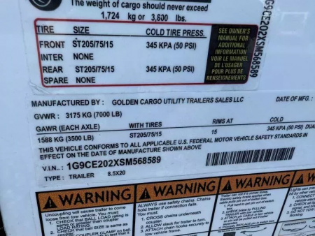 New 2026 Golden Cargo 8.5x20 TA  CAR HAULER 10K  Car / Racing Trailer