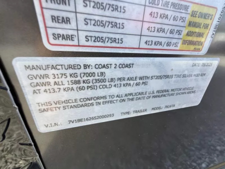 New 2026 Coast 2 Coast 7X16 TA BBQ CONCESSION Vending / Concession Trailer