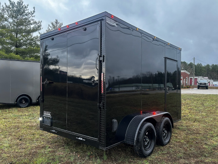 New 2026 Luxe 7X12 Enclosed Trailer - 3500LB Tandem Axle -7'ft Interior-Black Poly-Blackout