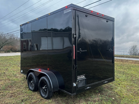 New 2026 Luxe 7X12 Enclosed Trailer - 3500LB Tandem Axle -7'ft Interior-Black Poly-Blackout