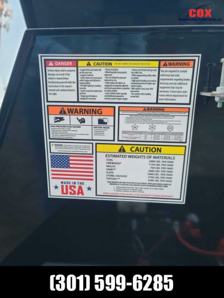 New 2025 BWISE 5 x 8 special dump 5000#LP Dump Trailer