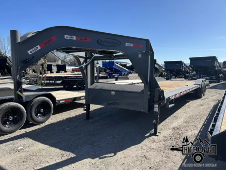New 2025 Dura-Haul 8x28+4 20k Gooseneck Flatbed Equipment Trailer with Drive Over Fenders
