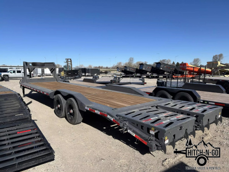 New 2025 Dura-Haul 8x28+4 20k Gooseneck Flatbed Equipment Trailer with Drive Over Fenders