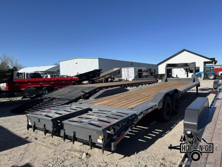 New 2025 Dura-Haul 8x28+4 20k Gooseneck Flatbed Equipment Trailer with Drive Over Fenders