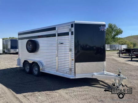 New 2025 Frontier 7.5x16' 7  Livestock Bumper Pull Stock Trailer