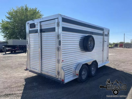 New 2025 Frontier 7.5x16' 7" Livestock Bumper Pull Stock Trailer