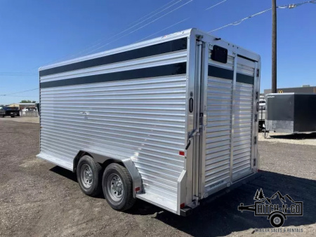New 2025 Frontier 7.5x16' 7" Livestock Bumper Pull Stock Trailer