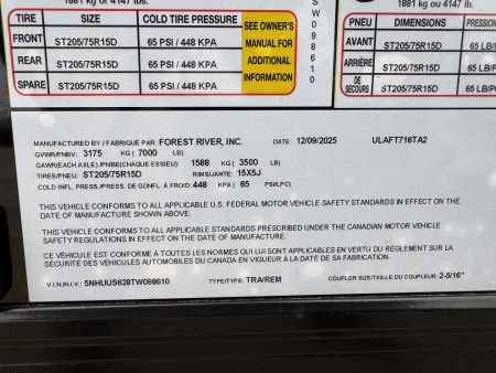 New 2026 US Cargo ULAFT716TA Cargo / Enclosed Trailer
