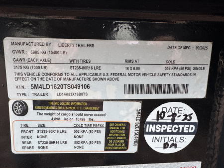 New 2026 Liberty LD16-14K Dump Trailer