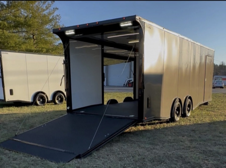 New 2026 Luxe 8.5x24 Race Trailer-Finished Interior-5200LB Torsions Axles-Charcoal Poly-Blackout-Car/Racing Trailer